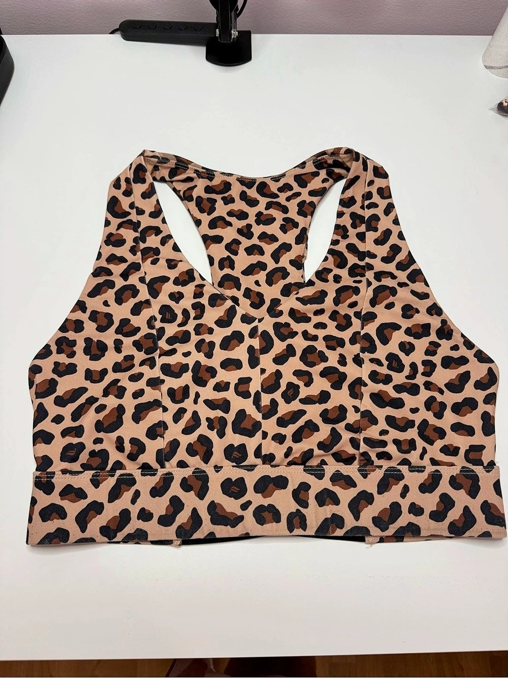 Fabletics Low Impact Leopard Mesh Sports Bra Crop Top